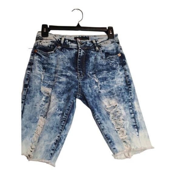 Mystiq Acid Wash Distressed Junior's Heavy Rip Off Stretch Denim Size 9 (Flaw) - Picture 1 of 6